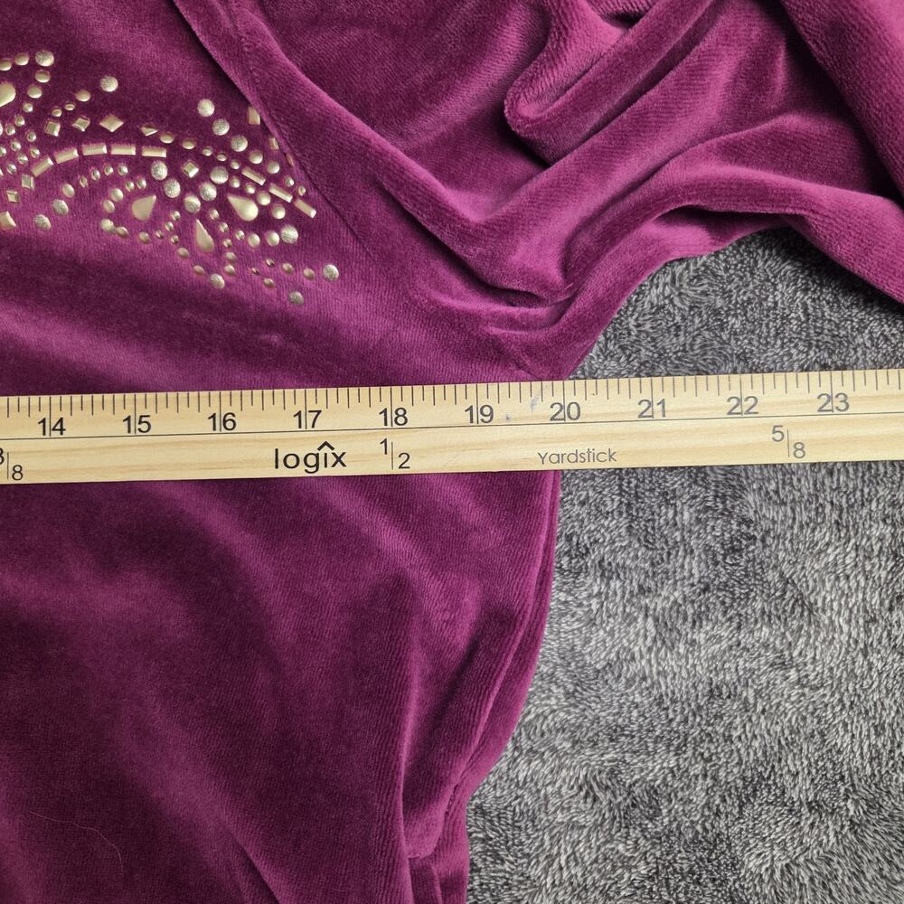 NWT Alfred Dunner Burgundy Velvet Zip Up Jacket With Embellishment Petite Small - Picture 7 of 8